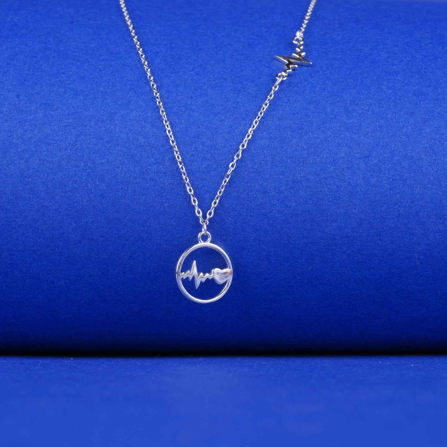 925 Sterling Silver Chain Pendant Heartbeat Necklace