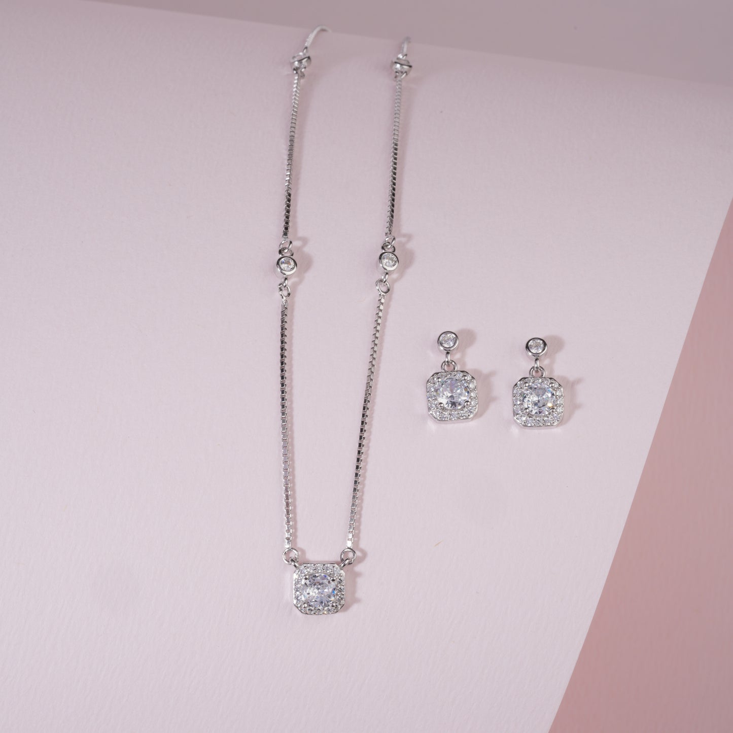 925 Sterling Silver Solitaire Pendant Set