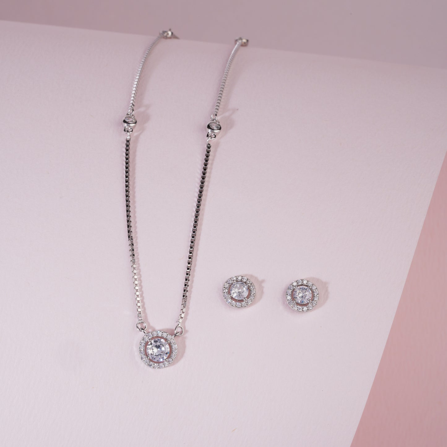 925 Sterling Silver Solitaire Pendant Set