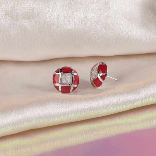 925 Sterling Silver Red Enamel Tops