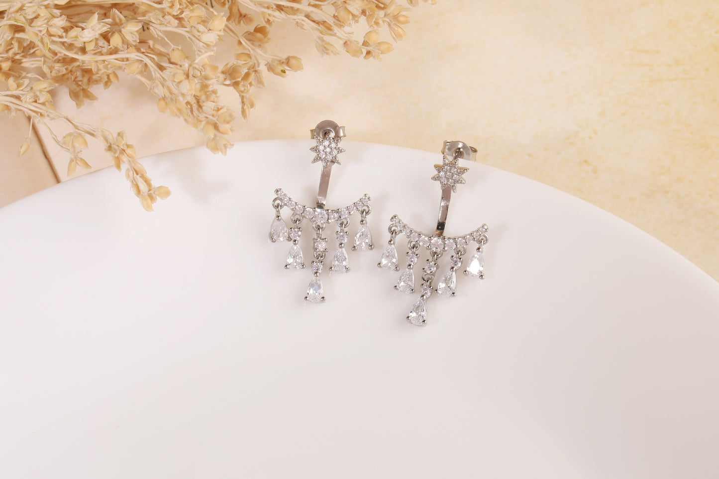 925 Sterling Silver Fancy Earrings (Detachable Tops)