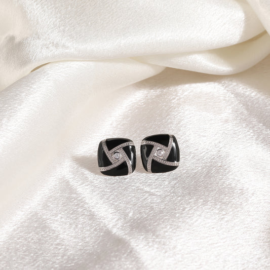 925 Sterling Silver Black Enamel Tops