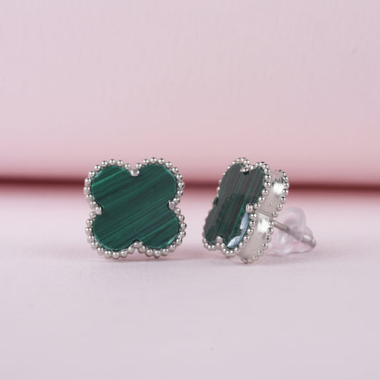 925 Sterling Silver Green Enamel Tops