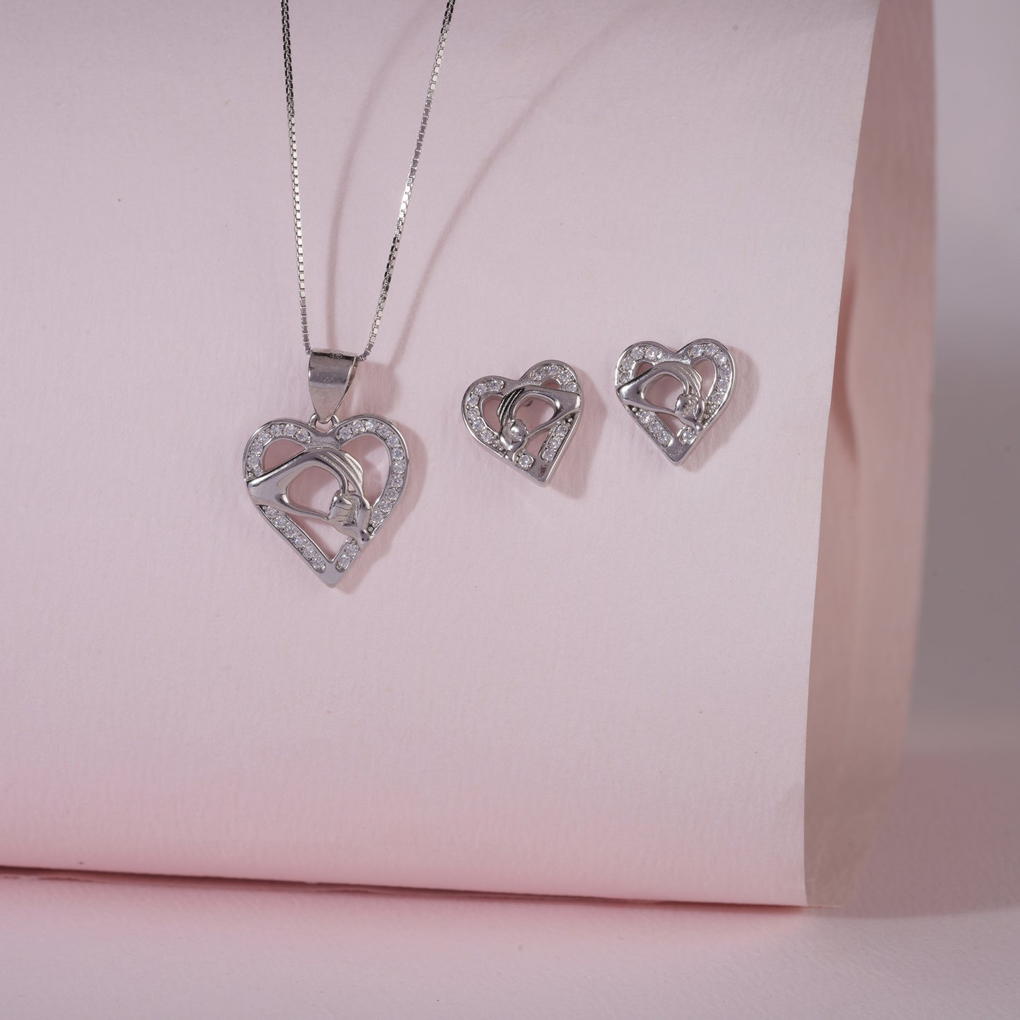 925 Sterling Silver Solitaire Pendant Set
