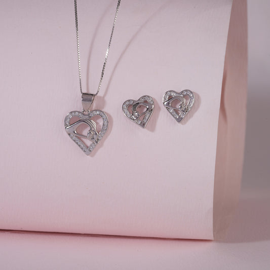 925 Sterling Silver Solitaire Pendant Set