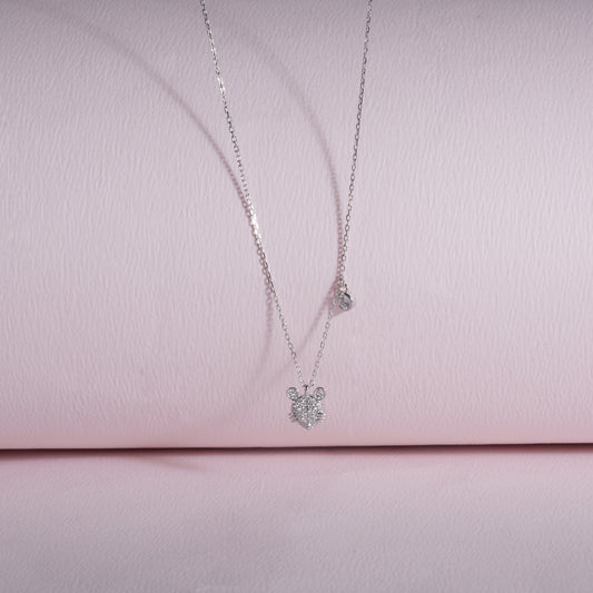 925 Sterling Silver Chain Teddy Pendant Necklace