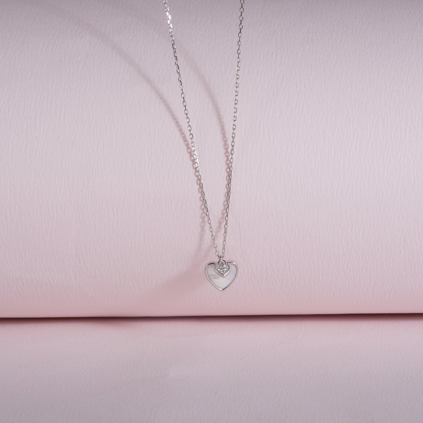 925 Sterling Silver Chain Enamel Heart Pendant Necklace