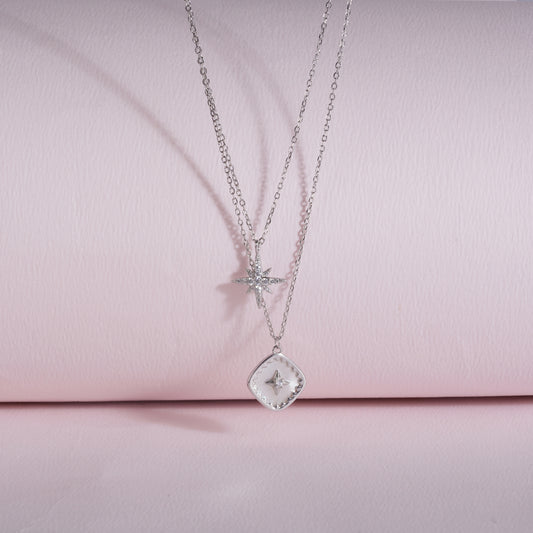 925 Sterling Silver Chain Stack Pendant Necklace