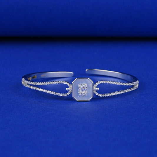 925 Sterling Silver Bracelet Kada Mother of Pearl
