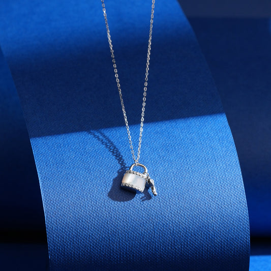 925 Sterling Silver Chain Pendant Lock & Key Necklace