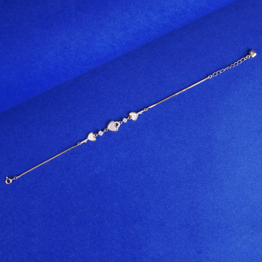 925 Sterling Silver Heart Bracelet (Rose Gold Plated)