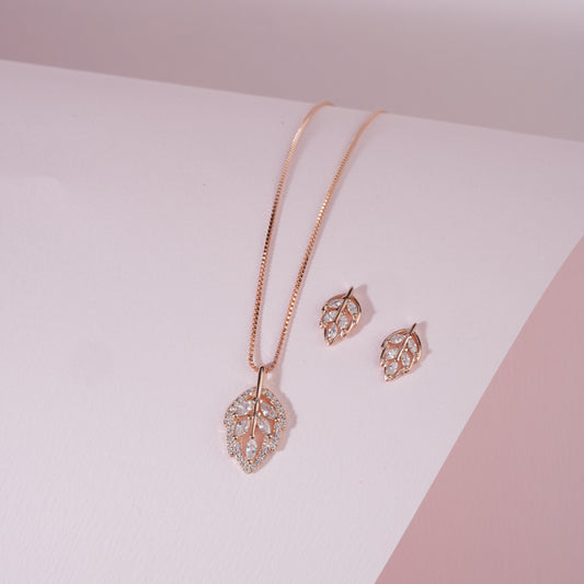 925 Sterling Silver Pendant Set (Rose Gold Plated)