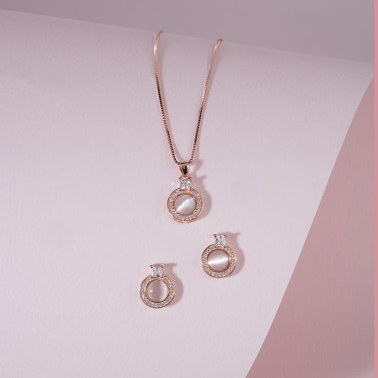 925 Sterling Silver Pendant Set (Rose Gold)