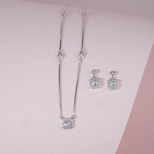 925 Sterling Silver Solitaire Pendant Set