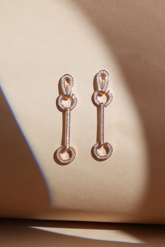 925 Sterling Silver Fancy Earrings (Rose Gold Plated)