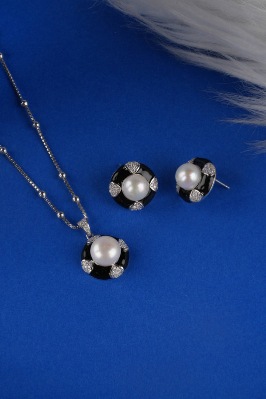 925 Sterling Silver Fresh Pearl Pendant Set