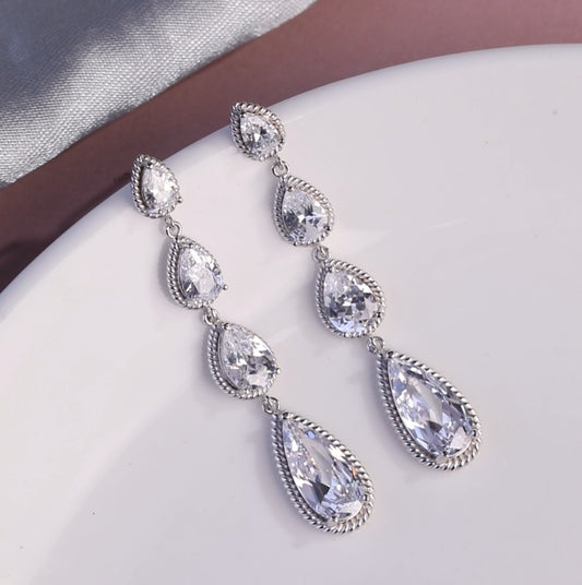 925 Sterling Silver Fancy Drop Earrings